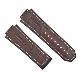 Ewatchparts 25mm Leather Rubber Watch Band Strap Compatible With 44-45mm Hublot Big Bang With Black Screw