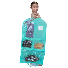 Premium Waterproof Dance Garment Bag,35 inch Clothes Bag with Gusset, 5 Pockets & Side Zip for Dance Costumes, Beauty Pageants, Cheer & More. Best for younger performers with small costume pieces.
