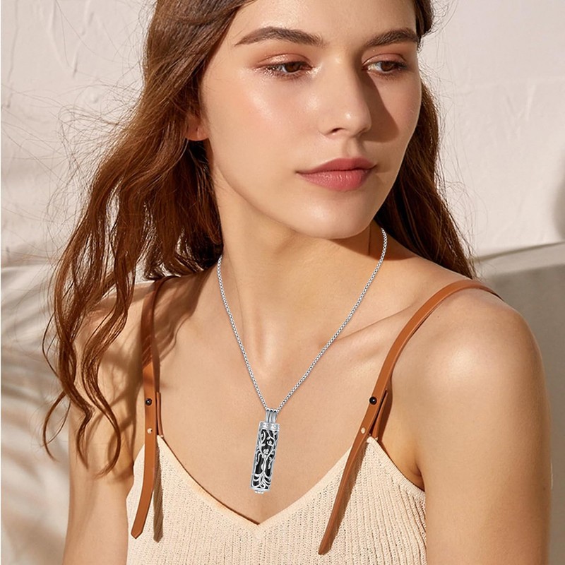 Hearbeingt Cylinder Cremation Jewelry Urn Necklace for Ashes for Women