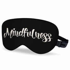 Vnwoalu Meditation Word Sleep Eye Mask Mindfulness Men Women Sleep Mask with Adjustable Strap Eye Cover Eye Shade for Travel, Nap,Meditation