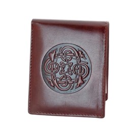 Briomhar Irish Bi-Fold Leather Wallet for Men - Irish Cuchiliann Design Made in Ireland - Brown