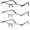 JJWELL 3 Pack Blue Light Reading Glasses for Men, Lightweight