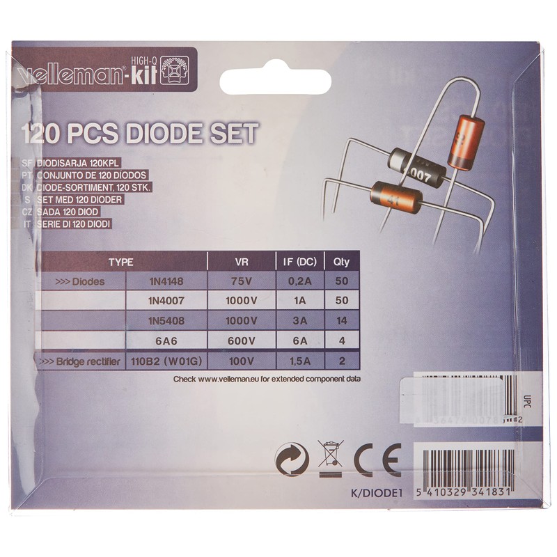 Velleman K/Diode1 Diode Assortment 120 Pieces 112000