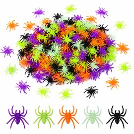 Lzahuam 150pcs Halloween Plastic Spider, Halloween Fake Spiders Scary Realistic Prank, Halloweens Mini Multicolor Spider Decorations for Scary Halloweens Decorations Trick Or Treat Party