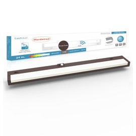 Leetdud Under Cabinet Lighting Motion Sensor Hardwired, 24 Inch 12W Dimmable, 5 CCT 2700/3000/3500/4000/5000K, Eyes Care Design Linkable Under Counter Lights for Kitchen, Sink, ETL Listed, Bronze