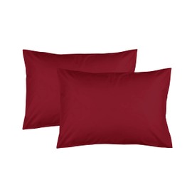 FEATHER & STITCH NEW YORK 100% Cotton 2 Piece Queen Pillow Cases, 300TC Ultra-Soft Pillowcases with Envelope Closure, Wrinkle- Fade- Stain Resistant - 20x30 inches (Standard/Queen, Burgundy)