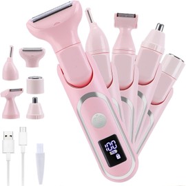 Depiladora Electrica Mujer,Rasuradora Mujer, Portátil Sin Dolor 5 En 1 Navaja De Afeitar Para Mujeres, USB Recargable，Afeitadora femenina sin dolor para el vello facial, cejas, axilas y zona del bikini