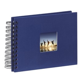 Hama Fine Art Photo Album, 50 Black Pages (25 Sheets), Spiral Bound Album 24 x 17 cm, with Cut-Out Window in which a Picture can be Inserted, Blue