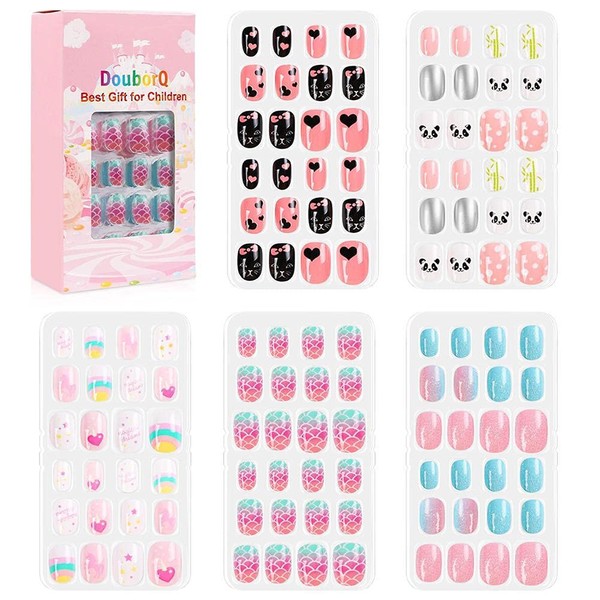 Pack of 120, 5 boxes, artificial fingernails for children, press