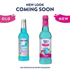 Jordan's Skinny Mixes Sugar Free Syrup, Mermaid Flavor, Fruit Flavored Water Enhancer, Drink Mix for Ice Tea, Lemonade & More, Zero Calorie Flavoring, Keto Friendly, 25.4 Fl Oz, 6 Pack