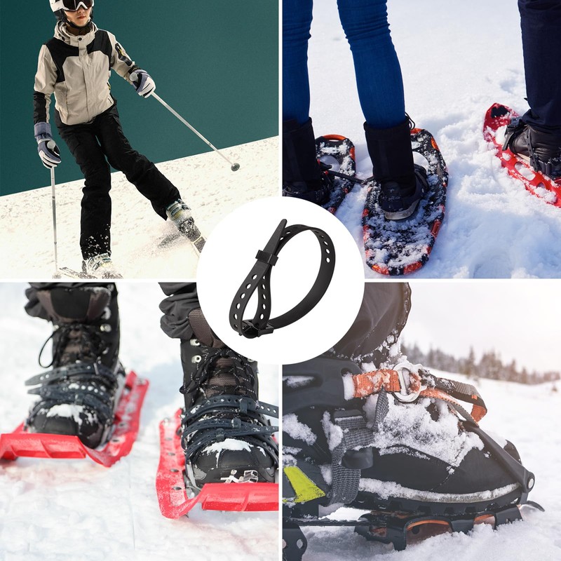 4pcs Snowshoe Straps, 9x0.8 Inch Snowboard Binding Straps Adjustable Ski
