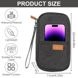 Passport Holder Travel Wallet Family Travel Document Holder with Wristlet RFID Blocking Waterproof Travel Wallet Organiser for Cash Passport Id Card Credit Cards Flight Ticket Pen (22 * 12.5 * 3cm)