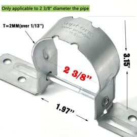 2-3/8" Steel to Wood Fence Brackets,(12 pcs) SupConn with 48 Screws, Galvanized Pipe Grip Tie,Fence Brackets for Metal Posts,Dock Side Pipe Holder,Metal Fence Post Brackets