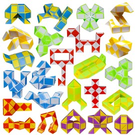 LENDOD 24 Pack 24 Blocks Mini Fidget Snake Cube Mini Twist Puzzle Cubes Magic Speed Cubes Toy for Kids Party Bag Fillers, Party Supplies