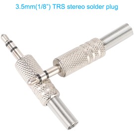 Greluma Pack of 20 3.5 mm Stereo Plug, 1/8 Inch TRS Plug, 3.5 mm 3-Pin Solder Connector for Audio Cable for Repair of Headphones, Earphones and Headsets