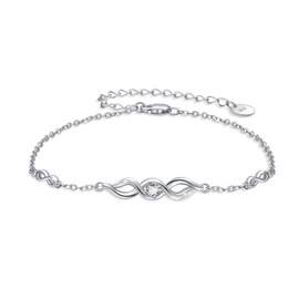 ZIPPICE 925 Sterling Silver Infinity Bracelet Women Bracelets Adjustable Bracelet Jewelry Gifts for Women Mom Girls