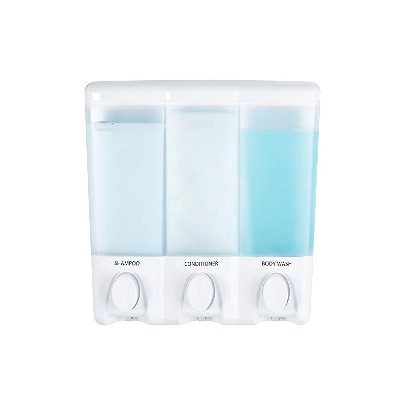 Better Living Products 72350 Clear Choice 3-Chamber Shower Dispenser, White