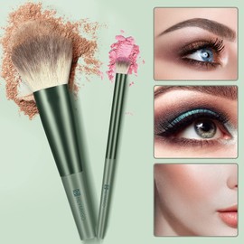 HEYMKGO Makeup Brushes 11pcs Premium Synthetic Bristles Green Color Kabuki Foundation Brush Face Lip Eye Makeup Brush Sets Professional with Gift Box