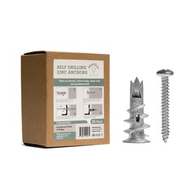 Mortice and Tenon Self-Drilling Metal Drywall Anchors | Screw in with No Drill Bit Required | 25 Pack | 25#8 x 1.25" Screws - 25 Metal Wall Anchors