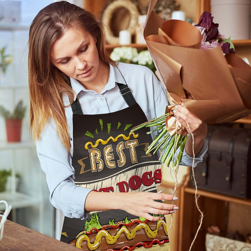 BGBDEIA Best Hot Dogs Here Apron Adjustable Neck Bib Apron