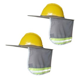 XIAKE Hard Hat Sun Shade Full Brim Mesh Neck Sun Shield with Reflective Strips Neck Sunshade Cover (2 Packs Grey)