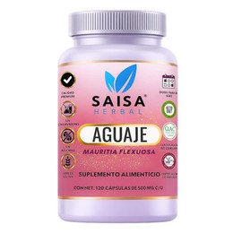 Aguaje Orgánico 100 Puro  120 Cápsulas  Equilibrio Hormonal y Bienestar Femenino  Saisa Herbal                                                        