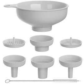 BALIWELL Wide Mouth Kitchen Funnel, Food Grade Plastic Cooking Canning Funnel with 4 Sizes Spouts for Filling Wide and Regular Mason Jars, Spray Dropper Oil Bottle Jug Spices Shampoo Sauce