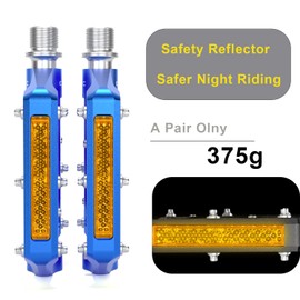 GEWAGE Bicycle Pedals with Reflective Strips, 3 Sealed Bearings, Non-Slip CNC Aluminium Bicycle Platform, 9/16 Inch Pedals for Road Bike, MTB, E-Bike (Blue)