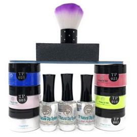 Nail Dipping Powder Value Kit #03. Complete system with 6 dip powder colors 1 oz. per jar plus TP gel dip liquids and accessories.
