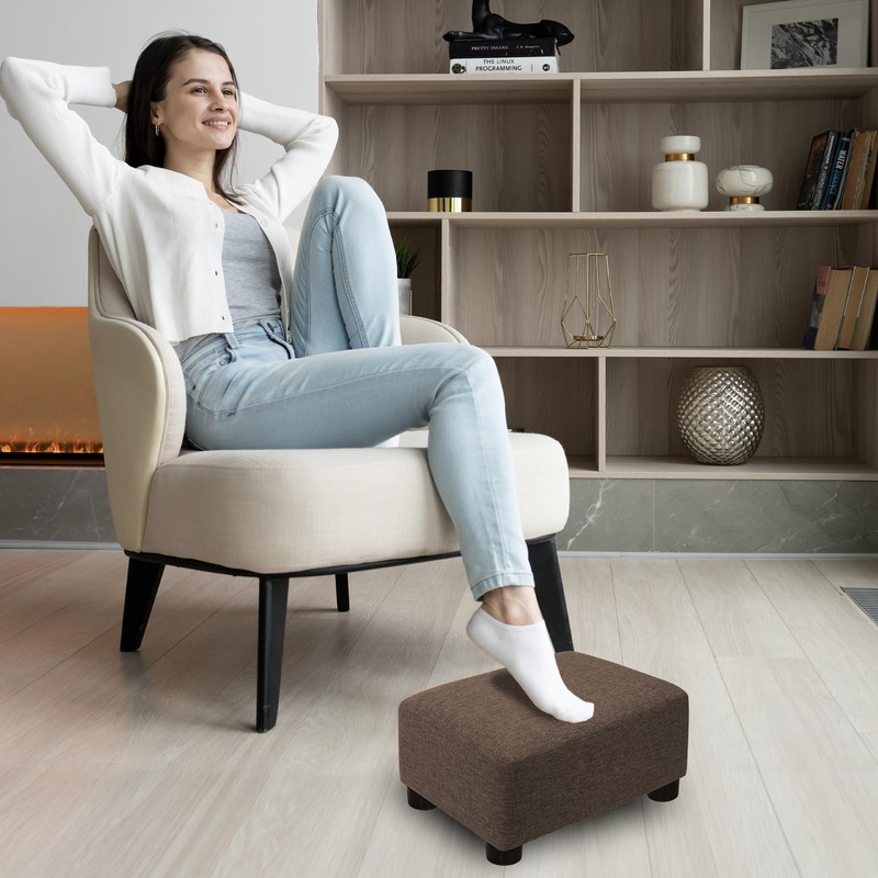 CAROLMADE Small Foot Stool Ottoman Footstool with Legs Under Desk
