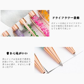 Yuswqin [Green + Light Purple] Herbarium Ballpoint Pen Luxury Ballpoint Pen Herbarium Pen with 10 Refills (Black Ink)