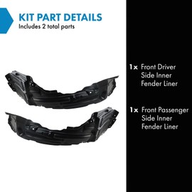 TRQ TRQ Front Inner Fender Liner Set Compatible with 2010-2015 Mitsubishi Lancer MI1248131 MI1249123