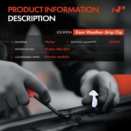 A-Premium 20PCS Nylon Door Weather-Strip Clips Retainer Compatible with Honda Civic 2012-2015, Accord 2012