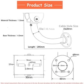 CTXSumTec L Security Camera Mount Bracket, Adjustable Universal Camera Wall Mounting Bracket for CCTV Surveillance Cameras/IP Cameras/Dome Camera with J Shape Mount (L-Shapped Mount)