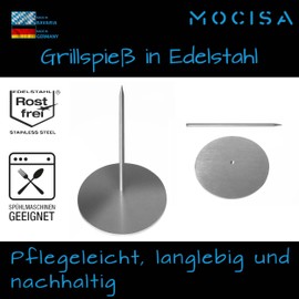 mocisa Premium BBQ Grill Skewer Size L | Gyros Skewer | Doner Skewer Stainless Steel | Gyros + Kebab Easy to Prepare on the Gas Grill | Universal Skewer | The Perfect Grill Tool | Pack of 1