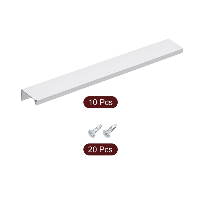 sourcing map Cabinet Finger Edge Pull, 10pcs 250mm/9.84 Aluminum Alloy