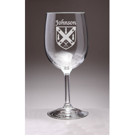 Johnson Irish Coat of Arms Wine Glasses - Set of 4 (Sand Etched)