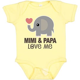 inktastic Mimi and Papa Love Me Elephant Baby Bodysuit Newborn Banana 33804