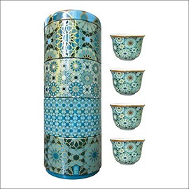 images d´ orient Metal Can with 4 China Cups, Fine Andalusian Style, 60ml, Images d`Orient: Andalusia