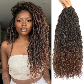 Goddess Locs Crochet Hair 20 Inch 8 Packs Boho Faux Locs Crochet Braids Pre Looped Hippie River Locs Crotchet Hair For Women (20Inch /pack of 8/ #T1B/30)