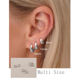 ASCOMY Hoop Earrings Set for Women Silver Huggie Hoops Earrings 14K White Gold Plated 3 Pairs Chunky Circle Hoop Buckle Earrings Set Lightweight Hypoallergenic Jewelry Gifts for Women