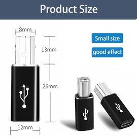 KIRVOS USB C Buchse zu Drucker Stecker Adapter (2 Stück,Schwarz) u-b auf u-c Druckerkabel Adapter Scannerkabel Drucker Konverter,Mit duckern, Scannern, E-Pianos, Synthesizern, Mikrofonen