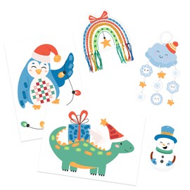 Ursus 8080003F Winter Holidays Paper Craft Set, Set of Photo Cardboard, Braiding Sheets, Punching Parts, Braiding Strips and Embroidery Thread, Includes Step by Step Instructions (English language not