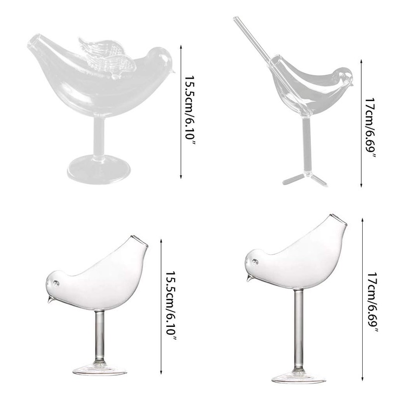 FEIlei Glass Cup, 150Ml Creative Bird Shape Cocktail Goblet Glass