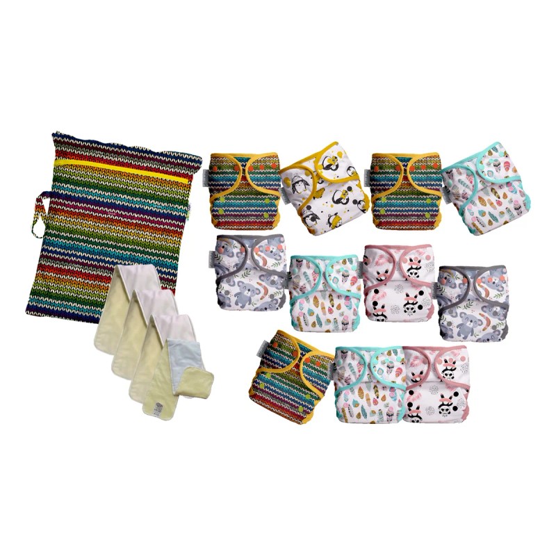 Ecobebé Pañales Todo-en-2 Kit Ahorro 11 Pack Wetbag