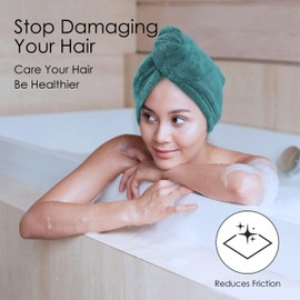 TENSTARS 5 Pack Thicken Microfiber Hair Towel Wrap for Women - Elastic Loop Design - 320GSM Coral Velvet - Quick Dry Hair Turban - 11x28 Inch (Pink+FrozenBerry+FrozenBlue+Teal+Cream)