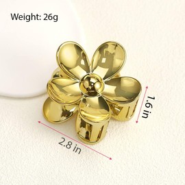 Flower Hair Clips for Women - 6 Colors Summer Matte Daisy Hair Claws, Large Hairpins for Thick Hair Girls (Everyday/Party/Wedding Hair Accessories) (Plating)