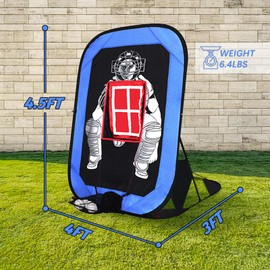 4.5×4×3FT Pop Up Baseball Pitching Target Net, Portable Baseball Pitching Training Net with Carry Bag for Kids Youth