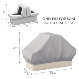 Boat Seat Cover Back to Back Double Seat Storage Cover, Waterproof Marine Seat Protector, Heavy Duty, 50" L x 22" W x 22" H (C)