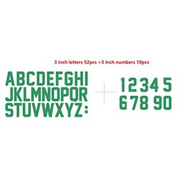 Fanbrilliant Total 64 Pieces 3 Inch Iron On Letters & 3 Inch Numbers Total 64 Pieces Double A to Z Iron On Transfer Letters for Sport Jersyes T Shirts Team Name Patches (Green)